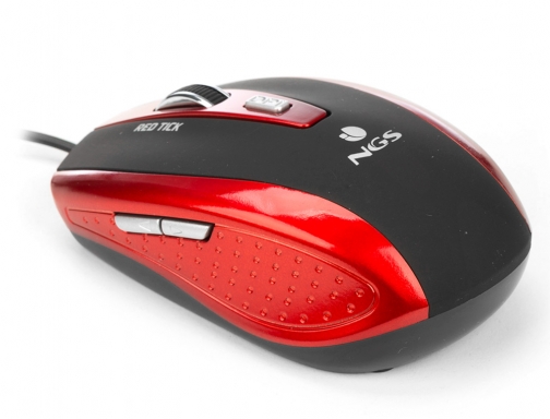 Raton Ngs cable tick optico 800 1600 dpi 6 botones nano conexion TICKRED , rojo, imagen 4 mini