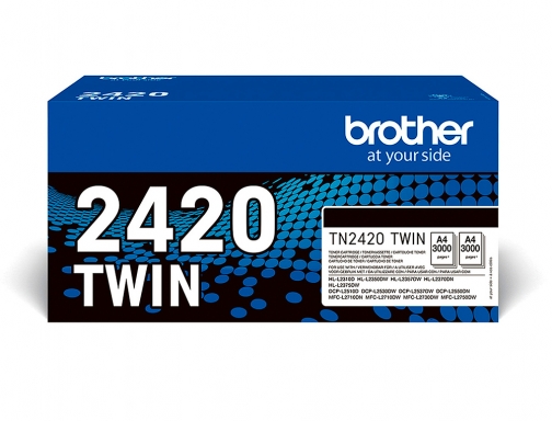 Toner Brother TN2420TWIN para DCP-l2510 2530 2550 hl-l2375 negro 3000 paginas pack, imagen 2 mini