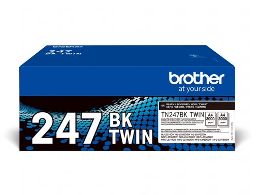 Pack 2 toner Brother TN247BK DCP-l3510cdw hl-l3270cdw MFC-l3710cw negro 3000 paginas, imagen 2 mini