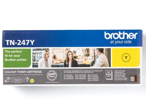 Toner Brother TN247Y DCP-l3510cdw hl-l3270cdw MFC-l3710cw amarillo 2300 paginas, imagen 2 mini