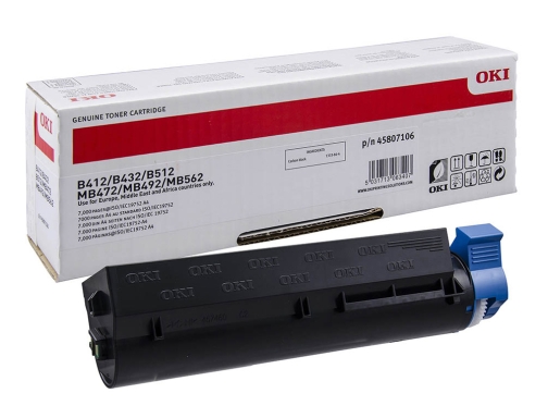 Toner Oki b412dn 432dn 512dn mb472dnw 492dn negro 700 pag 45807106, imagen 2 mini