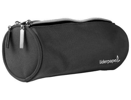 Bolso escolar Liderpapel portatodo cilindrico con 2 cremalleras negro 205x75x75 mm 162654, imagen 2 mini