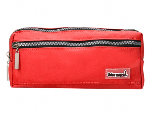 Bolso escolar Liderpapel portatodo rectangular 3 bolsillos rojo 210x80x85 mm 162655, imagen 3 mini