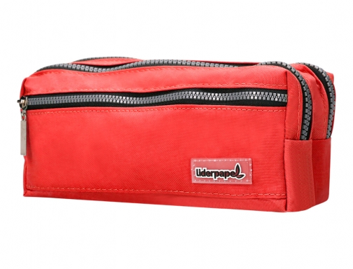 Bolso escolar Liderpapel portatodo rectangular 3 bolsillos rojo 210x80x85 mm 162655, imagen 4 mini