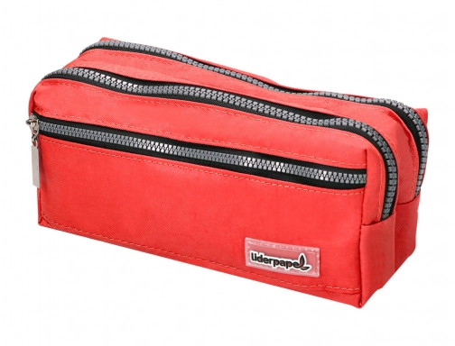 Bolso escolar Liderpapel portatodo rectangular 3 bolsillos rojo 210x80x85 mm 162655, imagen 5 mini