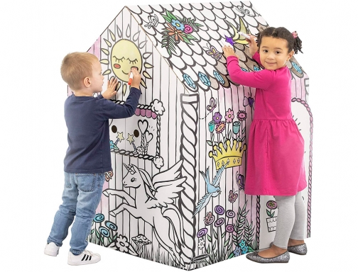 Casa de juego Bankers box playhouse unicornio para pintar fabricada en carton 1232401, imagen 5 mini