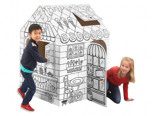 Casa de juego Bankers box playhouse pasteleria para pintar fabricada en carton 1232501, imagen 5 mini