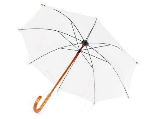 Paraguas de poliester blanco 105 cm de diametro mango suave de madera Blanca 9215 BLANCO, imagen 2 mini