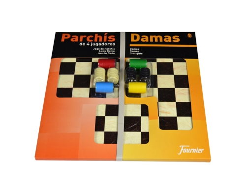 Parchis con damas tablero grande 4 jugadores 41x40x4,5 cm Fournier 130012239, imagen 2 mini