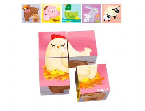 Puzle Goula cubos de carton 6 escenas diferentes 4 piezas 53467, imagen 2 mini