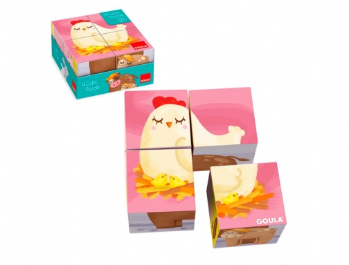 Puzle Goula cubos de carton 6 escenas diferentes 4 piezas 53467, imagen 4 mini