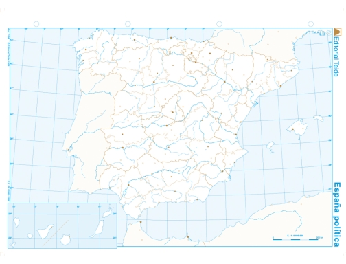 Mapa mudo b n Din A4 espaa politico Teide 7198-1, imagen 2 mini