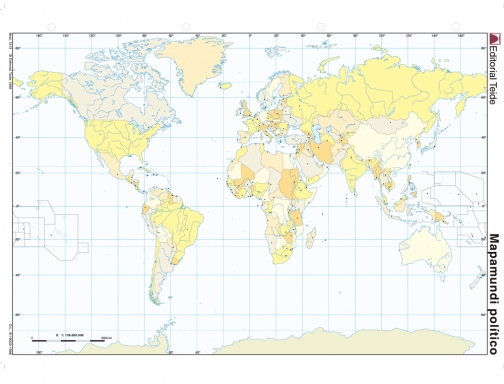 Mapa mudo color Din A4 planisferio politico Teide 7213-1, imagen 2 mini