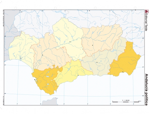 Mapa mudo color Din A4 andalucia politico Teide 7209-4, imagen 2 mini