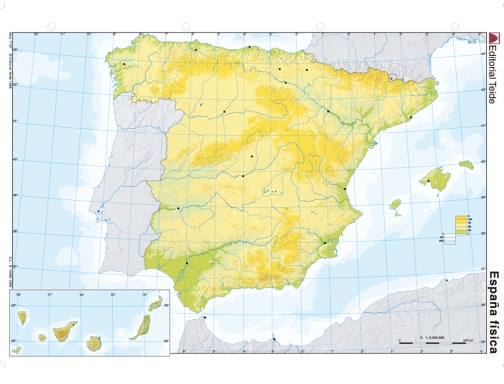 Mapa mudo color Din A4 espaa fisico Teide 7197-4, imagen 2 mini