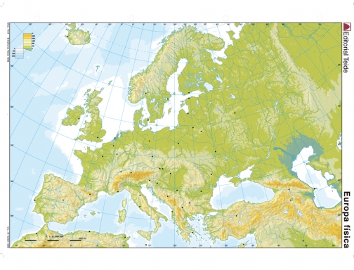 Mapa mudo color Din A4 europa fisico Teide 7164-6, imagen 2 mini