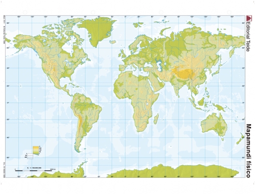 Mapa mudo color Din A4 planisferio fisico Teide 7211-7, imagen 2 mini