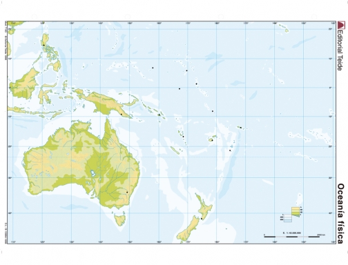 Mapa mudo color Din A4 oceania fisico Teide 7193-6, imagen 2 mini