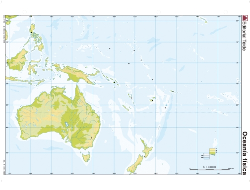 Mapa mudo color Din A4 oceania fisico Teide 7193-6, imagen 2 mini