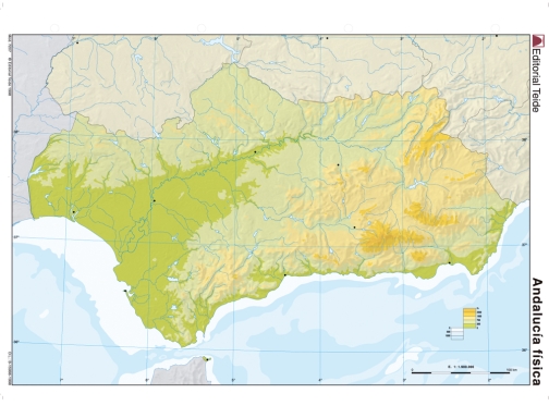 Mapa mudo color Din A4 andalucia fisico Teide 7207-0, imagen 2 mini