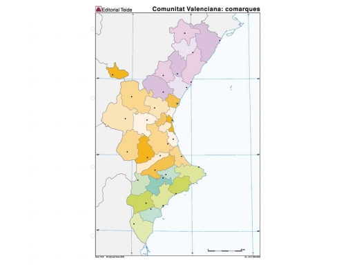 Mapa mudo color Din A4 comunidad valenciana politico Teide 7216-2, imagen 2 mini