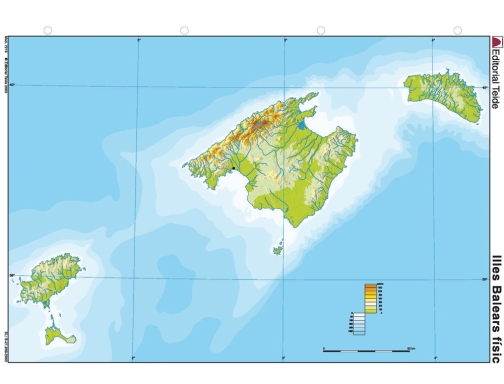 Mapa mudo color Din A4 islas baleares fisico Teide 7219-3, imagen 2 mini