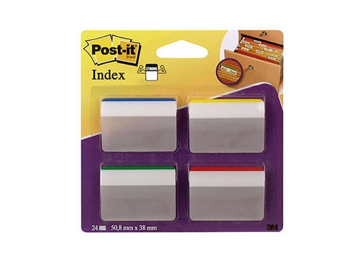 Banderitas separadoras rigidas dispensador 4 colores Post-it index 686a-1 grandes 24 banderitas 7100240788, imagen 2 mini