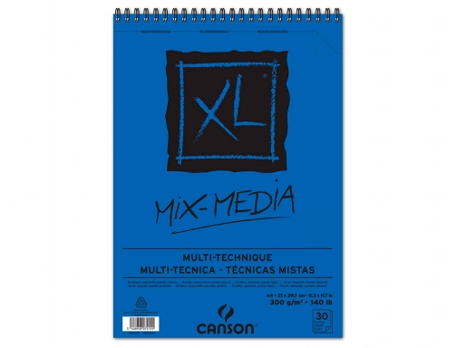 Bloc dibujo acuarela Canson XL mix media grano medio Din A4 microperforado C200807215, imagen 2 mini