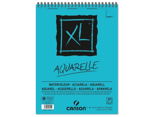 Bloc dibujo acuarela Canson XL aquarelle grano fino Din A4 microperforado espiral C400039170, imagen 2 mini