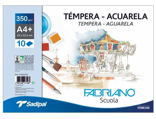 Bloc dibujo acuarela sadipal Fabriano espiral Din A4+ 10 hojas 350 g F74233255, imagen 2 mini