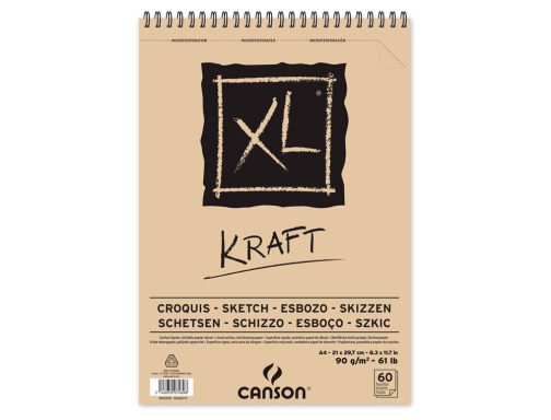 Bloc dibujo esbozo Canson XL kraft Din A4 kraft rayado beige espiral C400039141, imagen 2 mini