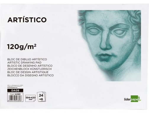 Bloc dibujo Liderpapel artistico encolado 594x420mm 24+6 hojas 120g m2 sin recuadro 54389, imagen 3 mini