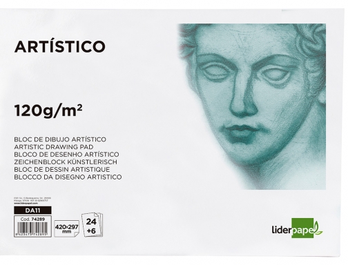 Bloc dibujo Liderpapel artistico encolado 297x420 mm 30 hojas 120g m2 sin 74289, imagen 3 mini