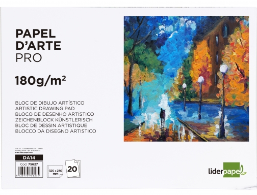 Bloc dibujo Liderpapel artistico encolado 230x325mm 20 hojas 180 g m2 sin 75627, imagen 2 mini