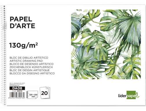 Bloc dibujo Liderpapel artistico espiral 230x325mm 20 hojas 130g m2 sin recuadro 32013, imagen 2 mini