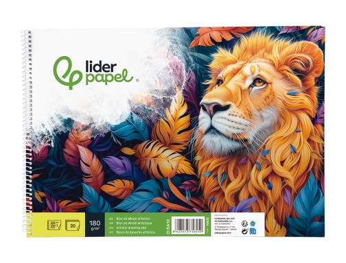 Bloc dibujo Liderpapel artistico espiral 230x325mm 20 hojas 180g m2 sin recuadro 75625, imagen 3 mini