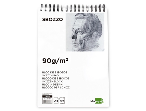 Bloc dibujo Liderpapel esbozos espiral Din A4 210x297mm 100 hojas 90gr m2 50337, imagen 2 mini