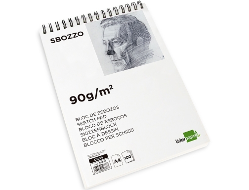 Bloc dibujo Liderpapel esbozos espiral Din A4 210x297mm 100 hojas 90gr m2 50337, imagen 3 mini