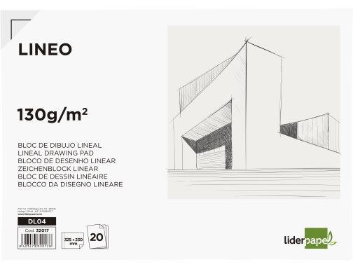 Bloc dibujo Liderpapel lineal encolado 230x325mm 20 hojas 130 gr m2 sin 32017, imagen 2 mini