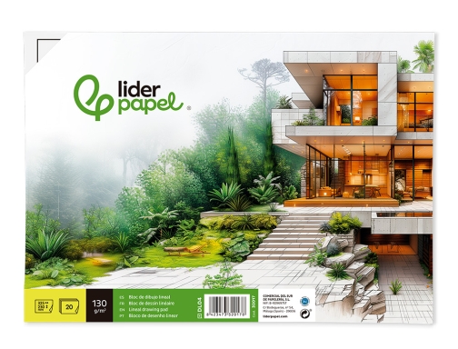 Bloc dibujo Liderpapel lineal encolado 230x325mm 20 hojas 130 gr m2 sin 32017, imagen 3 mini