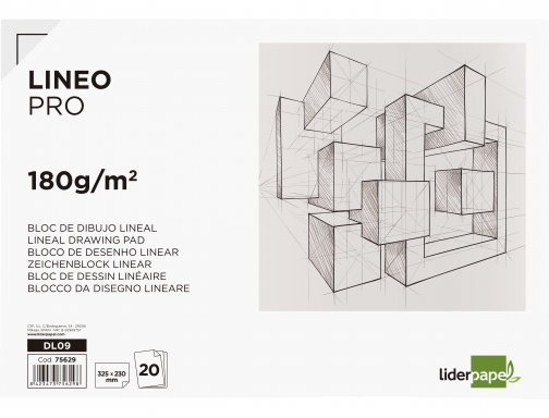 Bloc dibujo Liderpapel lineal encolado 230x325mm 20 hojas 180 gr m2 con 75629, imagen 2 mini