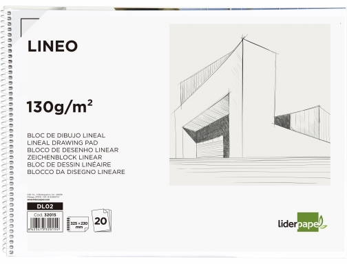 Bloc dibujo Liderpapel lineal espiral 230x325mm 20 hojas 130 gr m2 con 32015, imagen 2 mini