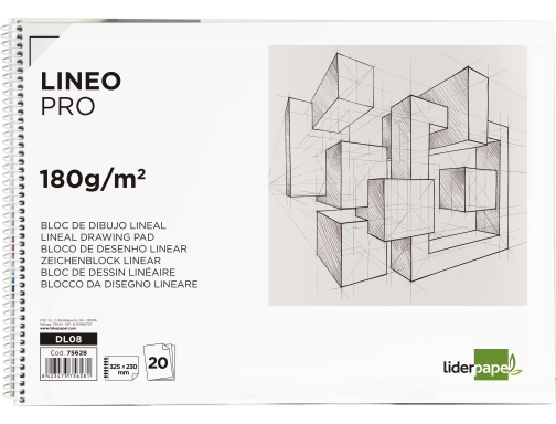 Bloc dibujo Liderpapel lineal espiral 230x325mm 20 hojas 180 gr m2 con 75628, imagen 2 mini