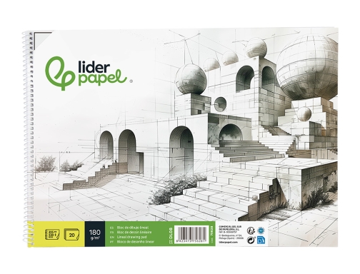 Bloc dibujo Liderpapel lineal espiral 230x325mm 20 hojas 180 gr m2 con 75628, imagen 3 mini