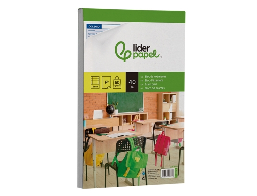 Bloc examenes Liderpapel cuadro 2mm folio 40 hojas 60g m2 14094, imagen 2 mini