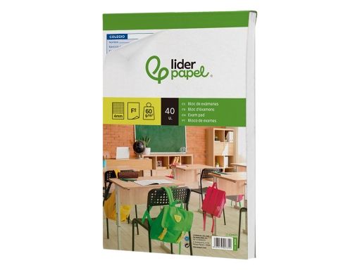 Bloc examenes Liderpapel cuadro 4mm folio 40 hojas 60g m2 00731, imagen 3 mini