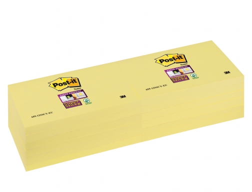 Bloc de notas adhesivas quita y pon Post-it super sticky 76x76 mm 70005197887 , amarillo, imagen 2 mini