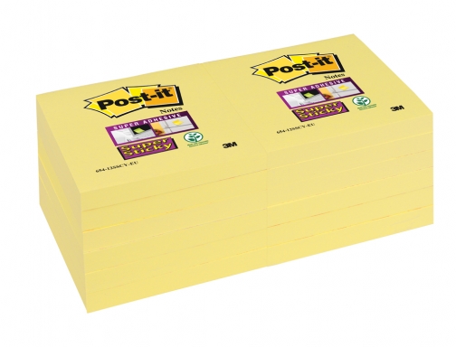 Bloc de notas adhesivas quita y pon Post-it super sticky 76x127 mm 70005197903 , amarillo, imagen 2 mini