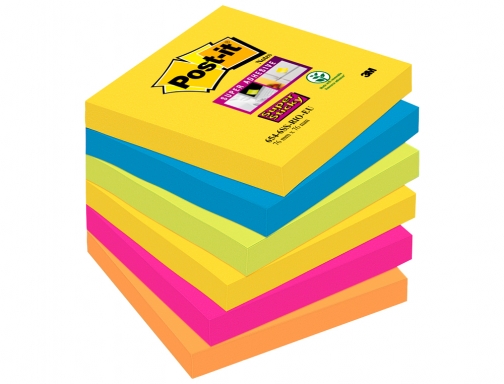 Pack 6 tacos de notas adhesivas Post-it Ro de Janeiro, super sticky 76x76 mm, imagen 2 mini