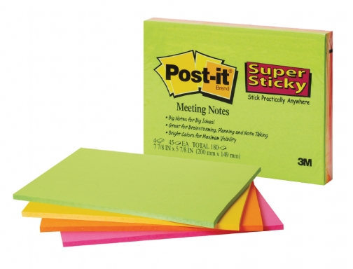 Bloc de notas adhesivas quita y pon Post-it super sticky 152x101 mm 70005253342 , surtidos, imagen 2 mini